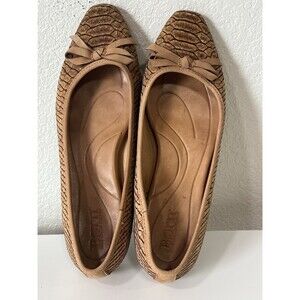 BORN Snake Embossed Carri Flat Brown in Cork and Leather 6,5 M
